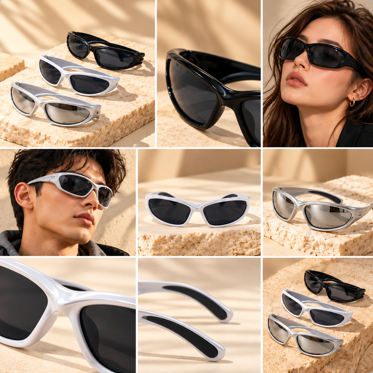Y2K Square Sport Sunglasses Set